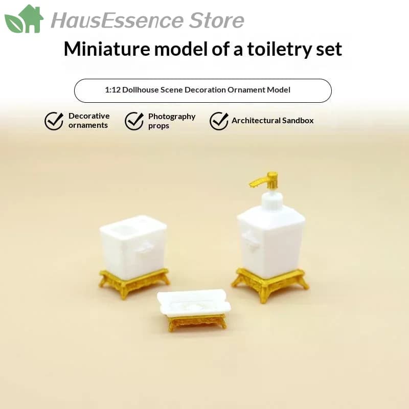 ※1/3Pcs Nordic Style Lotion Bottle & Soap Dish Mini Toothbrush Holder Model 1:12 Scale Dollhouse Miniature Bathroom