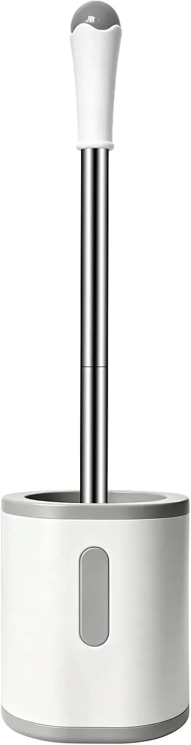 Compact Toilet Brush & Holder, Stainless Steel Handle, Space Saving for Storage, Deep Cleaning, Drip-Proof, Easy to Assemble, Ny