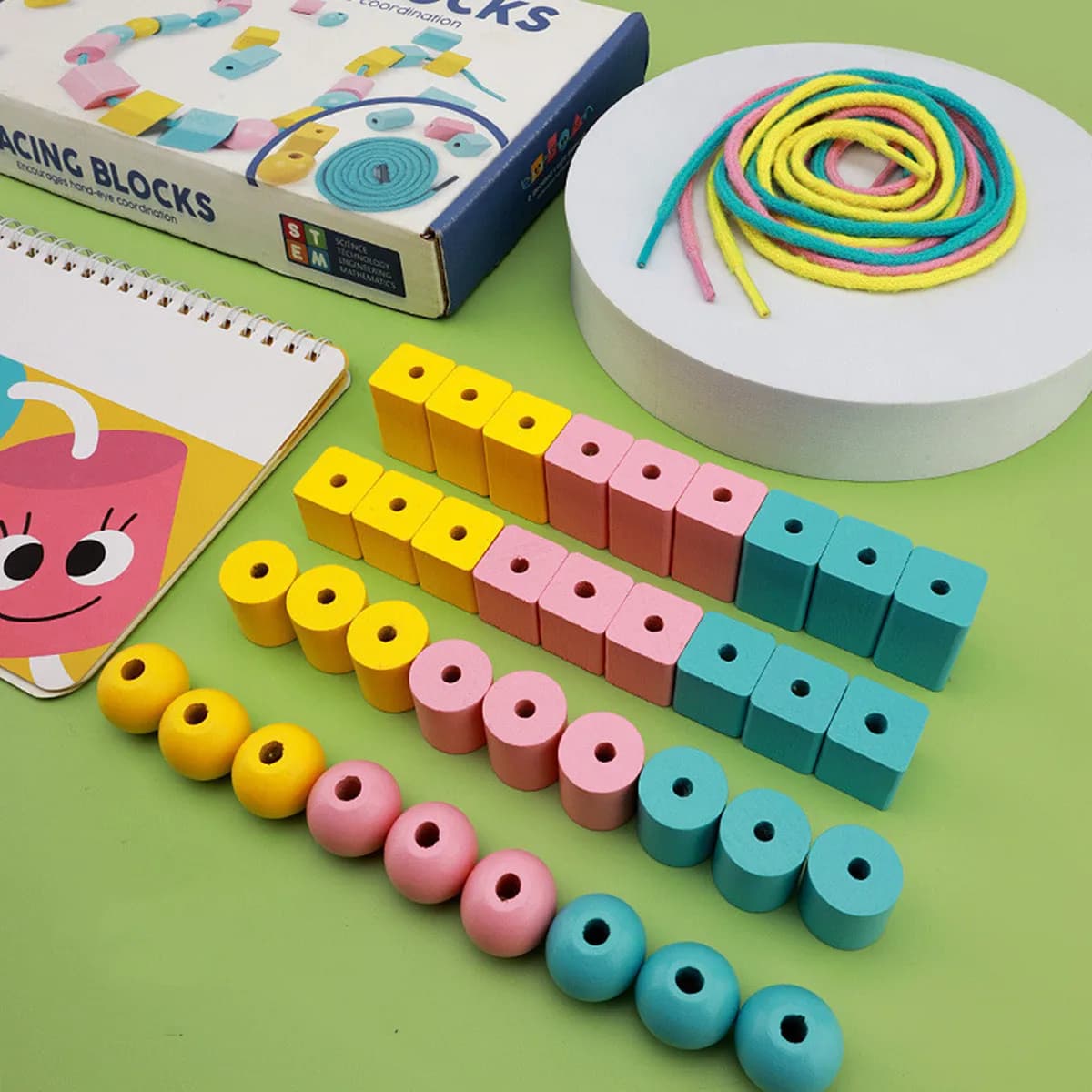 Nuovi blocchi di allacciatura in legno giocattolo perline di legno fai da te pensiero logico formazione di concentrazione per bambini perline giocattoli per infilare