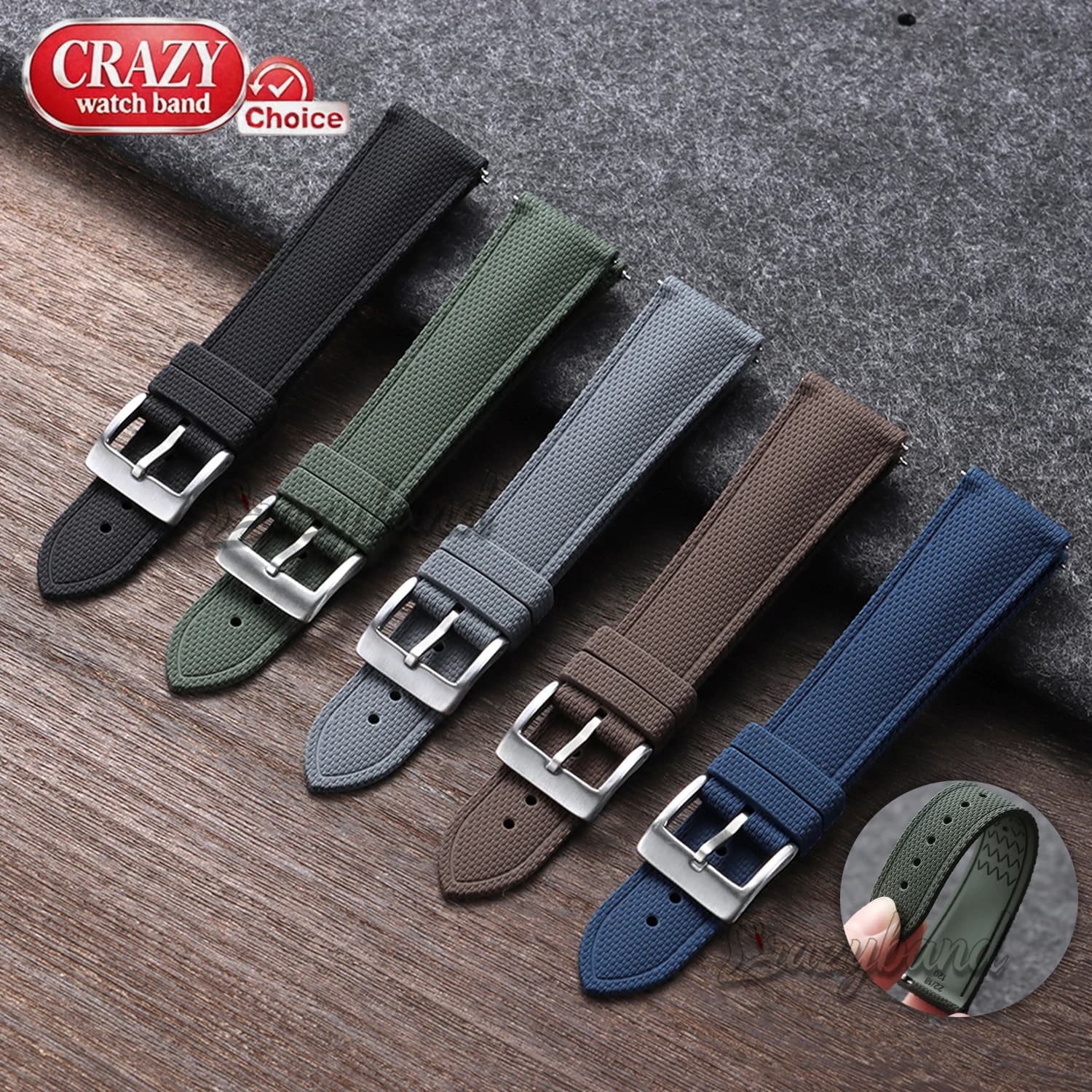 New FKM Rubber Watch Strap 20mm21mm22mm Quick Release Fluorine Silicone Diving Waterproof Universal Watchband Women Men Bracelet