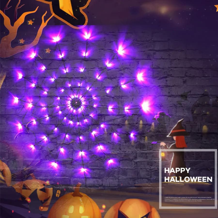 8 modalità di telecomando Halloween Spider Fairy String Lights Appeso fai da te Horror Net Mesh Light per la festa di Ognissanti Halloween Decor