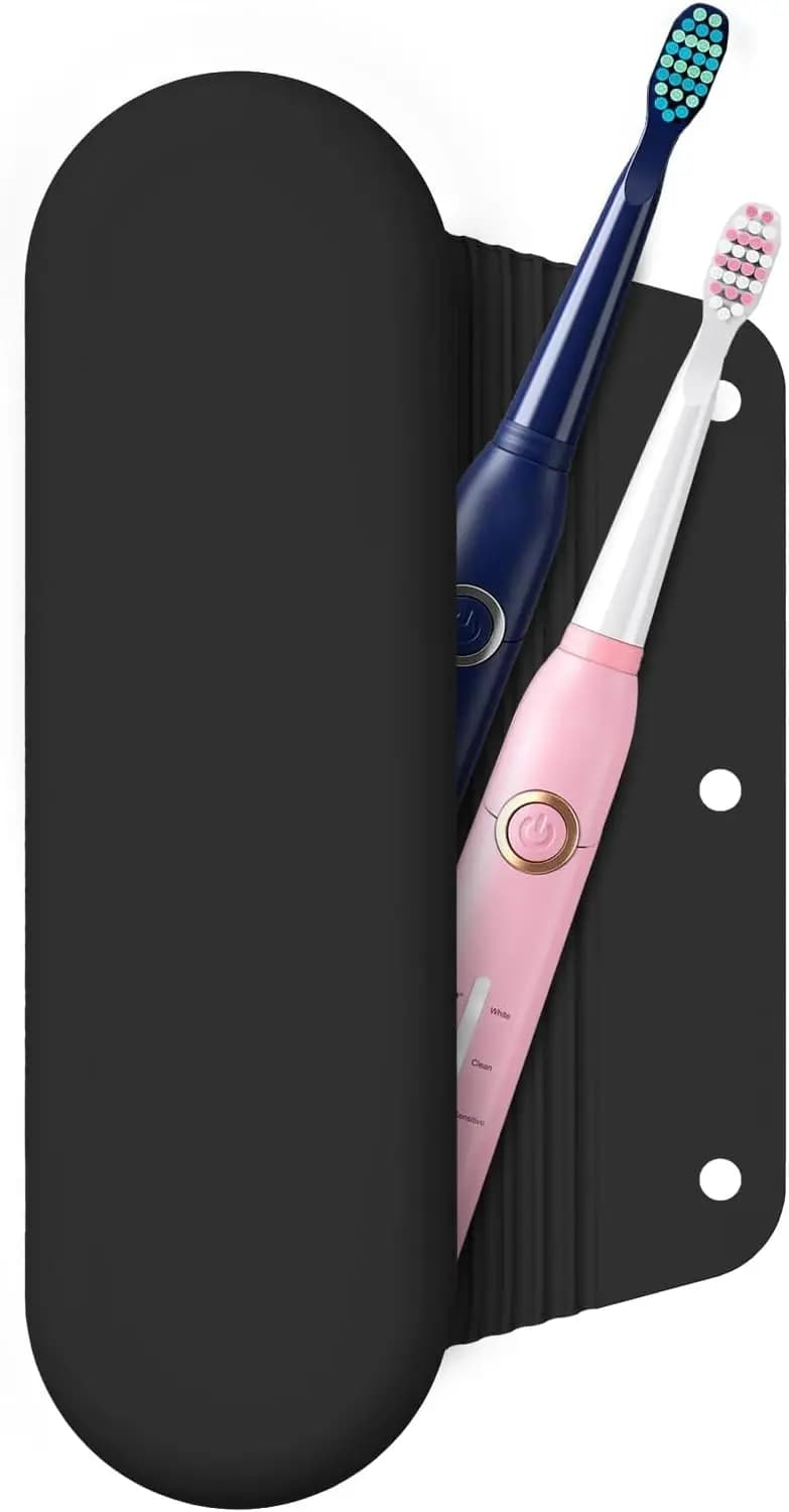 Custodia da viaggio per spazzolino da denti per uomo e donna, supporto in silicone per spazzolino elettrico e manuale, nero