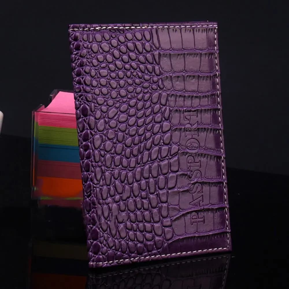 Squisito organizer da viaggio in PU Custodia a portafoglio in coccodrillo Borse Porta passaporto Porta biglietti per documenti Porta biglietti unisex
