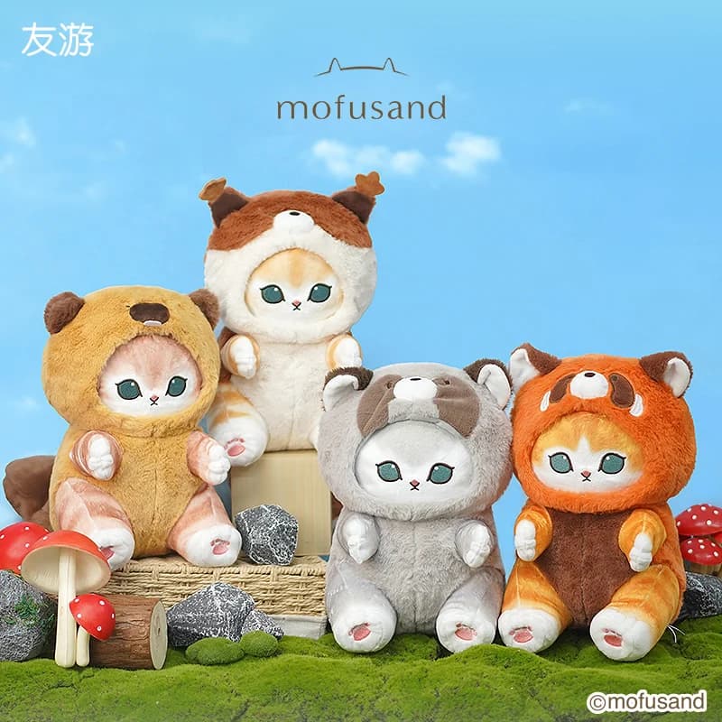 Originale Mofusand Serie di animali a coda lunga bambola di peluche simpatico gatto squalo bambola morbida peluche ripiene Kawaii regalo di compleanno per bambini