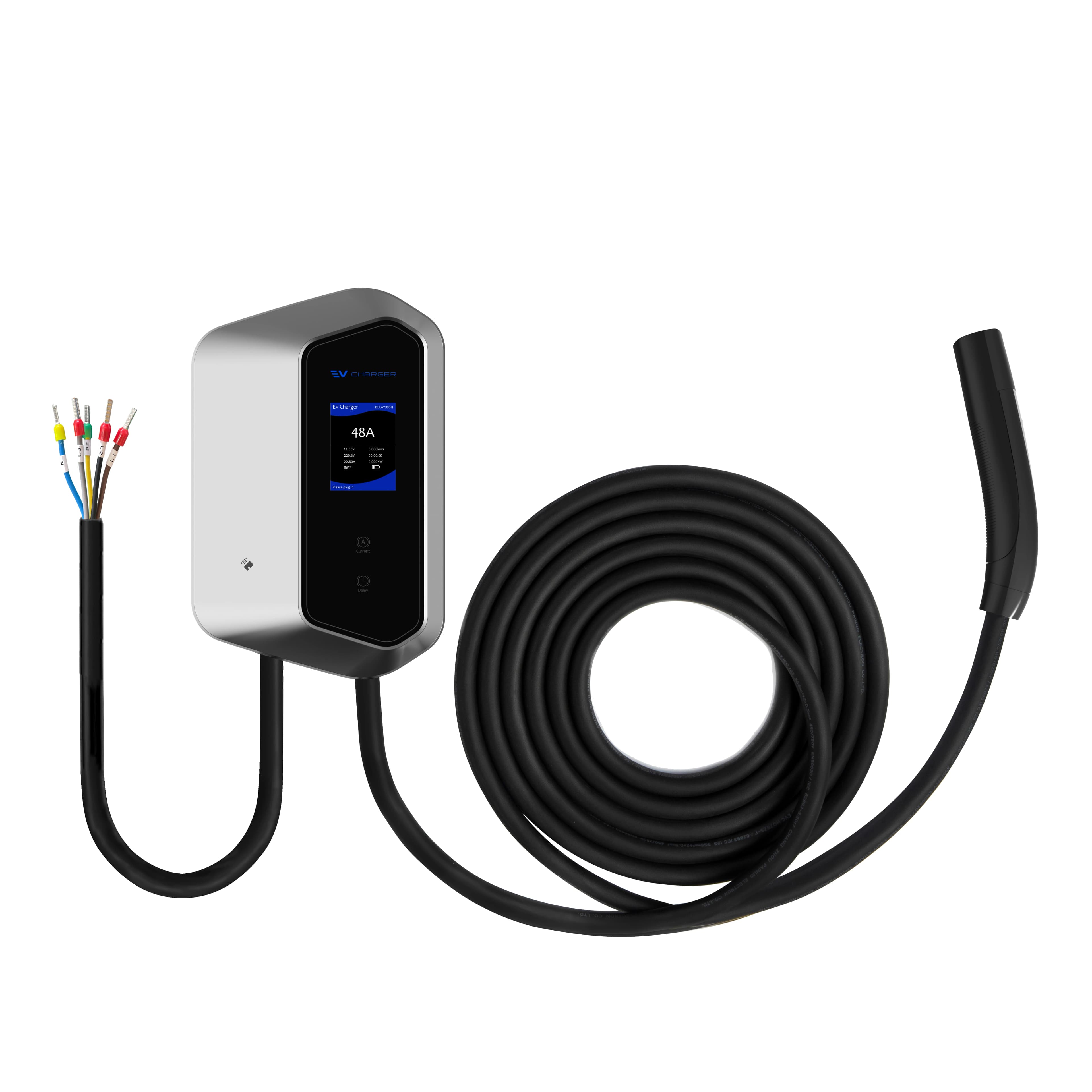 2026Wall EV Charger 48A 11kW Level 2 EV Charger Wall Mounted AC Home Charging Station IP65 RFID APP Smart Control for