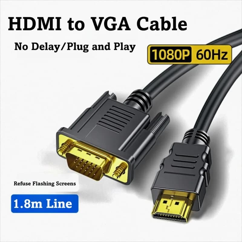 Convertitore HDMI Maschio a VGA Maschio 1080P, Cavo da Ingresso HDMI a Uscita VGA per PC, Laptop, Monitor, Proiettore, PS4, PS5, Xbox, Switch, TV Box