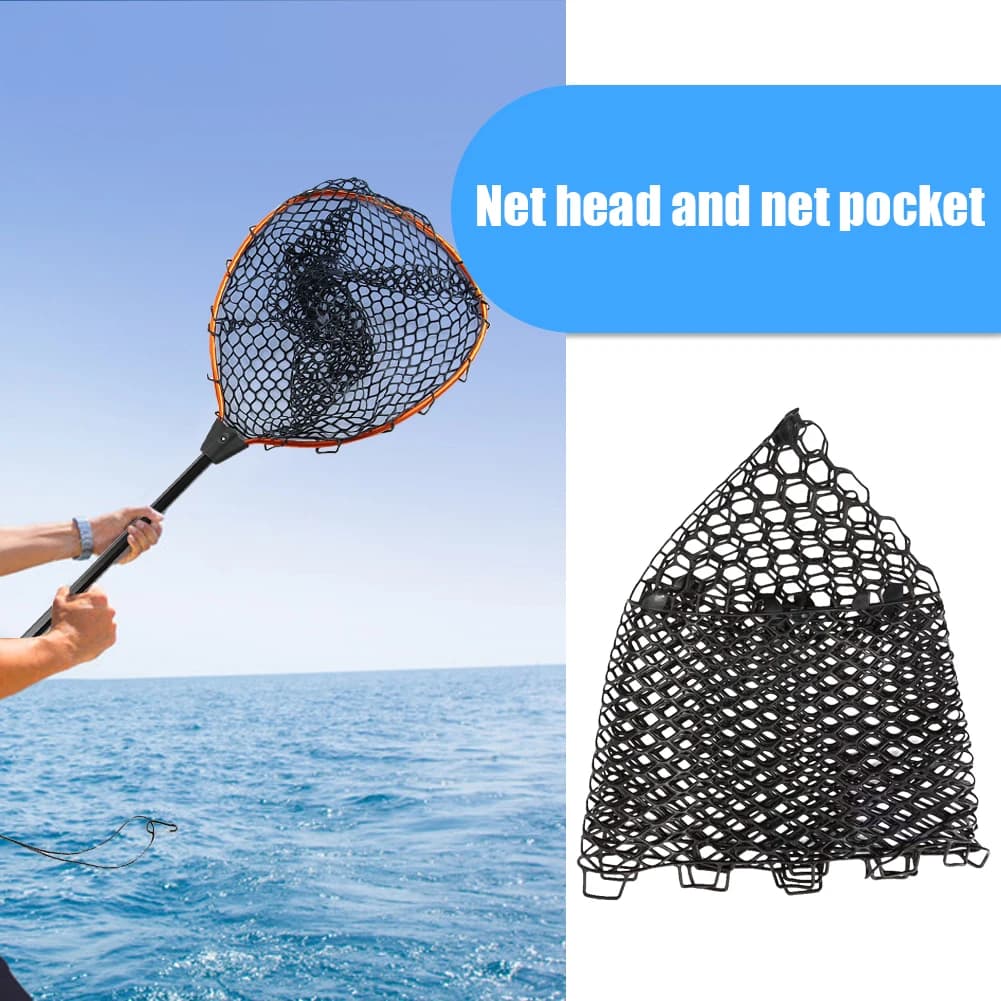 Testa di Rete in Gomma 32/40/55cm, Ricambio per Guadino Pieghevole Portatile, Accessori per la Pesca all'Aperto