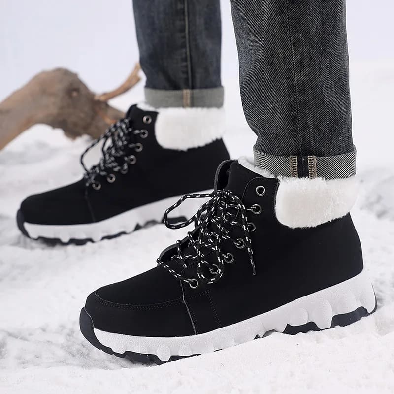 Stivali da neve da uomo Scarpe da trekking da uomo Stivaletti comodi Sneakers in pelliccia calda Calzature con plateau da uomo invernali Scarpe da lavoro da uomo