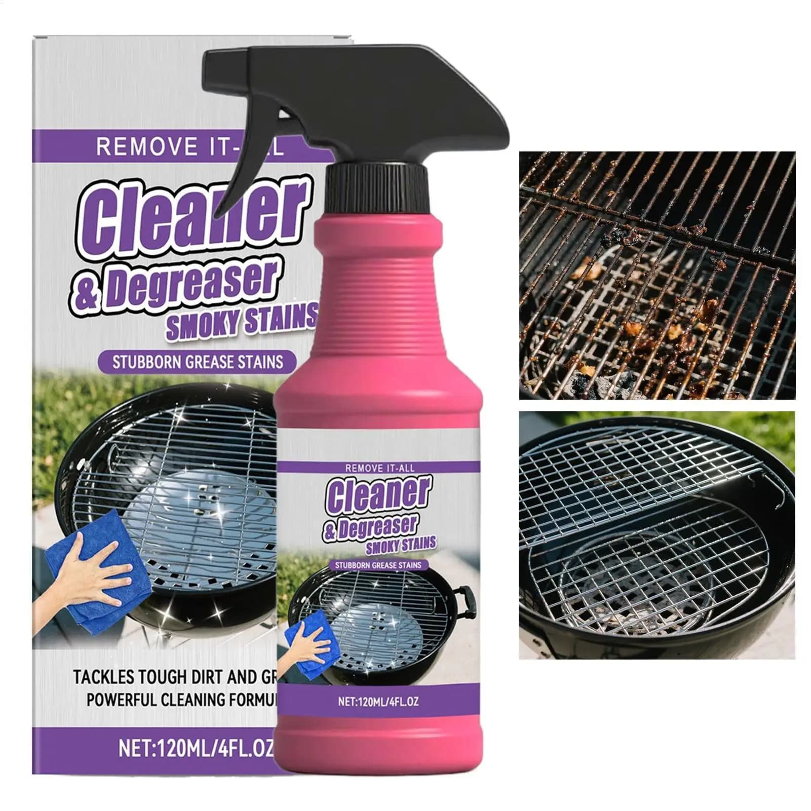 Detergente per barbecue e padelle, potente soluzione detergente per rimuovere il grasso ostinato e i residui bruciati.