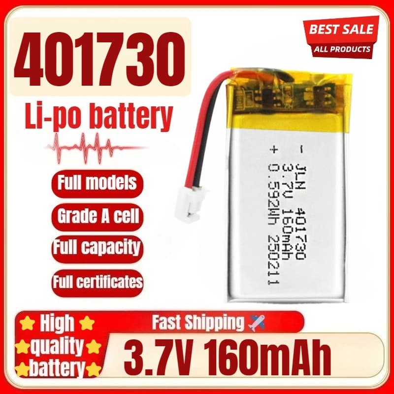 401730 3.7V 160mAh Rechargeable Lithium Polymer Battery For Power Bank DIY Speaker Bluetooth Solar Light LED Lamp Toys Game