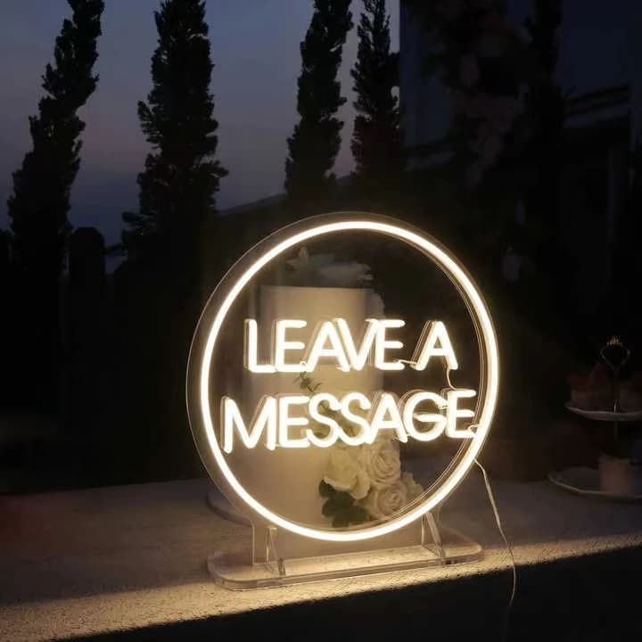 FY Custom LED Neon Sign with Stand Base, Wedding Guest Book Neon Light for Reception Message Display