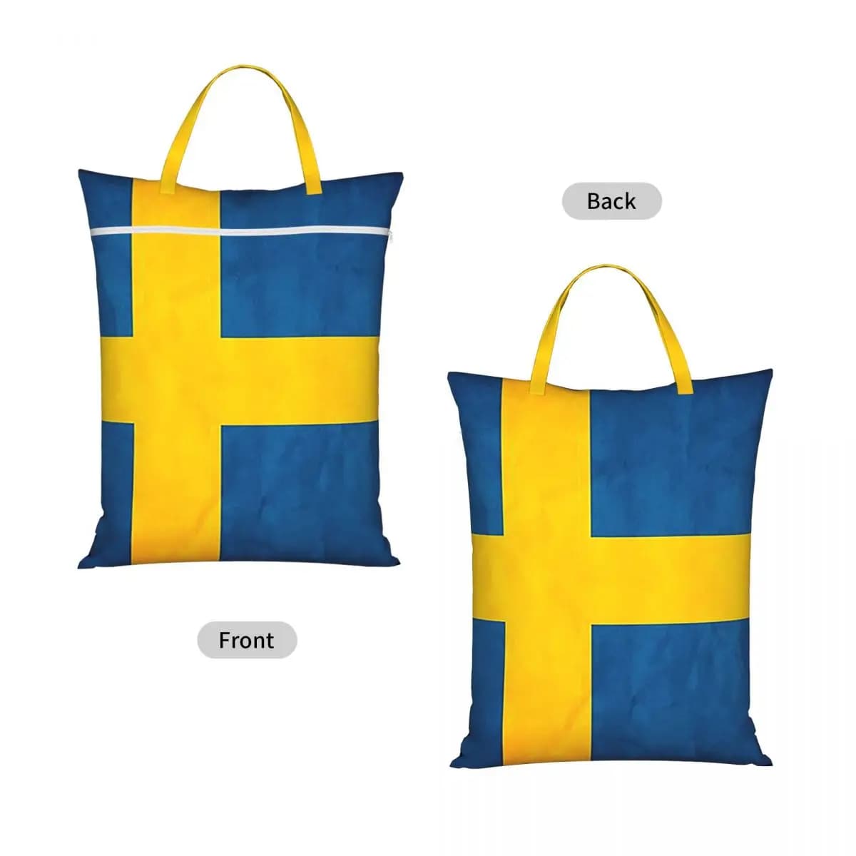 Sweden Swedish Flag Travel Laundry Bag Waterproof Reusable Dirty Clothes Pouch Gym Yoga Camping Washing Basket