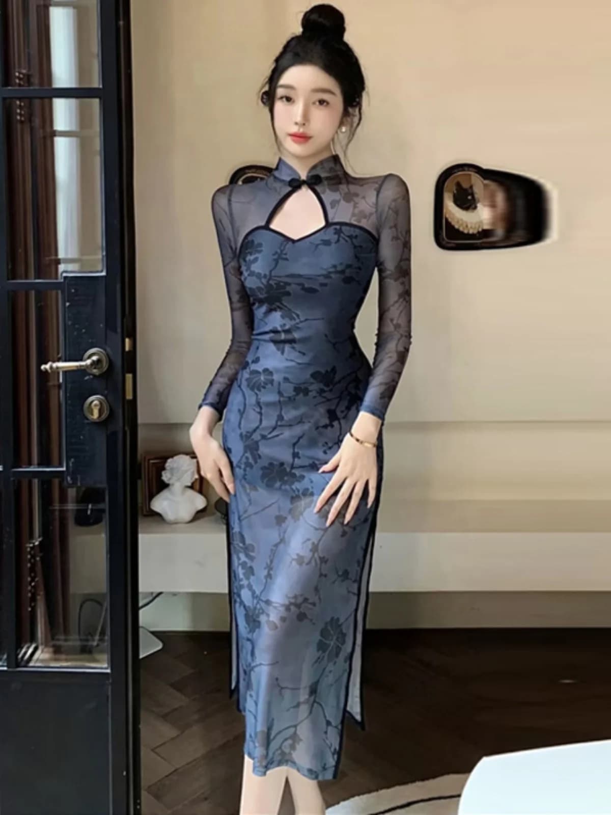 Sexy Refreshed Dress Long Slit High Waist Midi Skirt for Broadcasters And Ladies Elegant Dance Costume Polyester Fiber