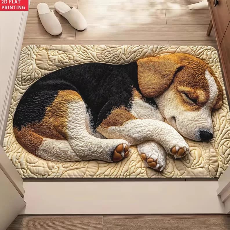 Tappeto con Cucciolo di Beagle Adatto per Camera da Letto, Soggiorno, Ingresso, Simpatico Tappetino con Cane Beagle per Uso Esterno, Morbido Stampa 2D Piatta