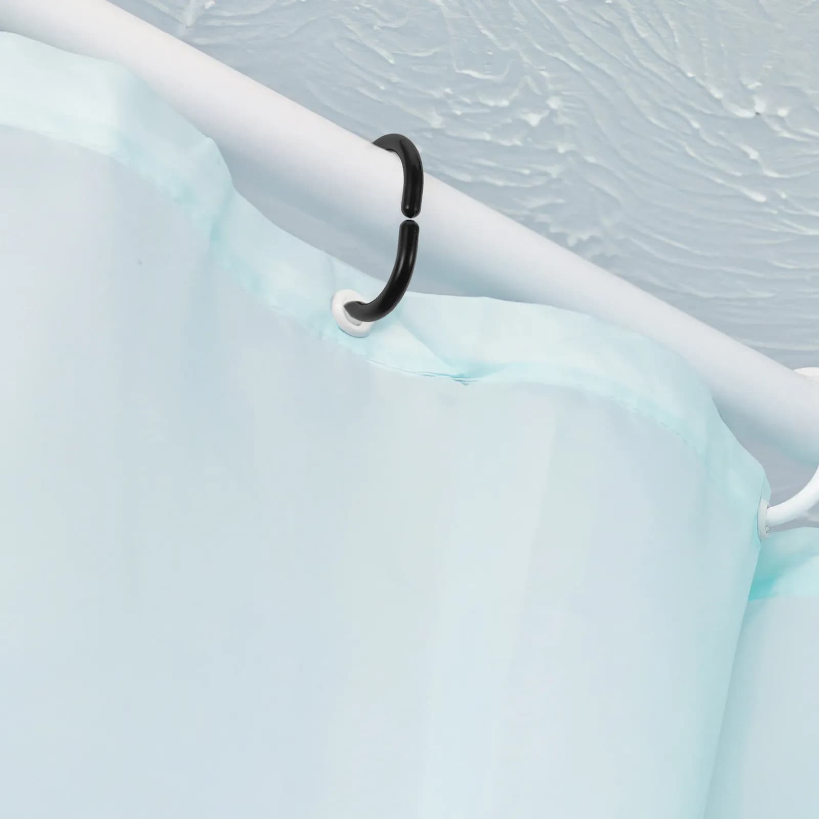 20Pcs Shower Curtain Hooks Rings Black Plastic Snap Closure Curtain Hanging Rings for Bathroom Shower Curtains and Drapery
