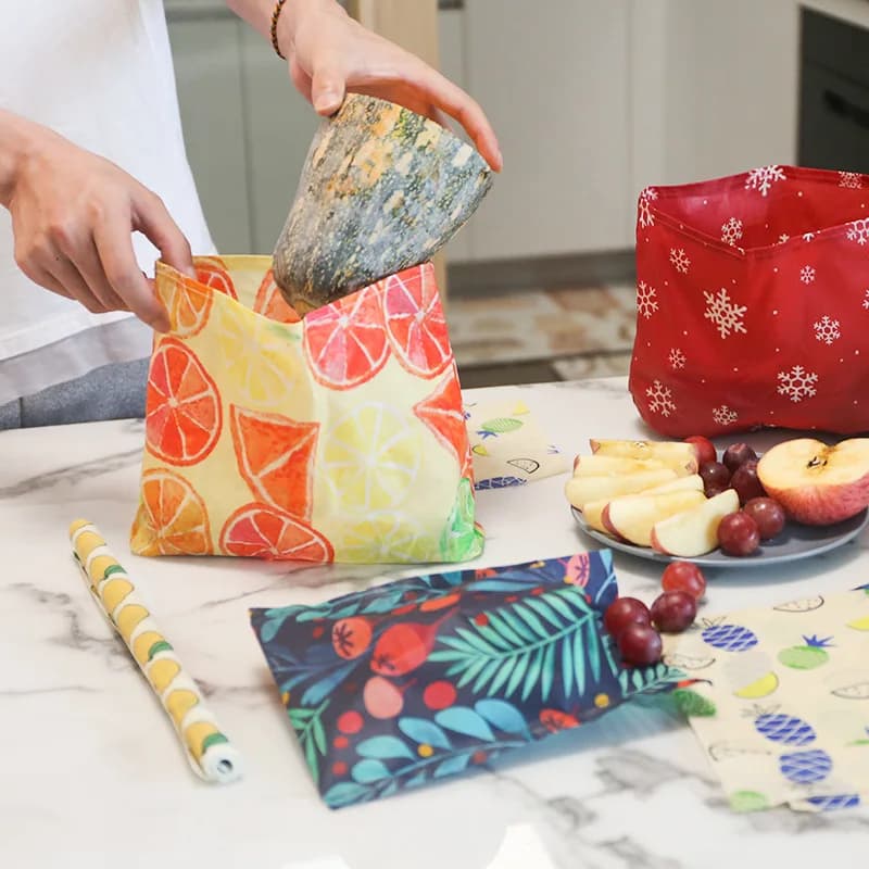 Organic Beeswax Food Wraps - Reusable Washable Eco-Friendly Kitchen Storage (Waterproof, Anti-Bacterial, Zero Waste Essential)