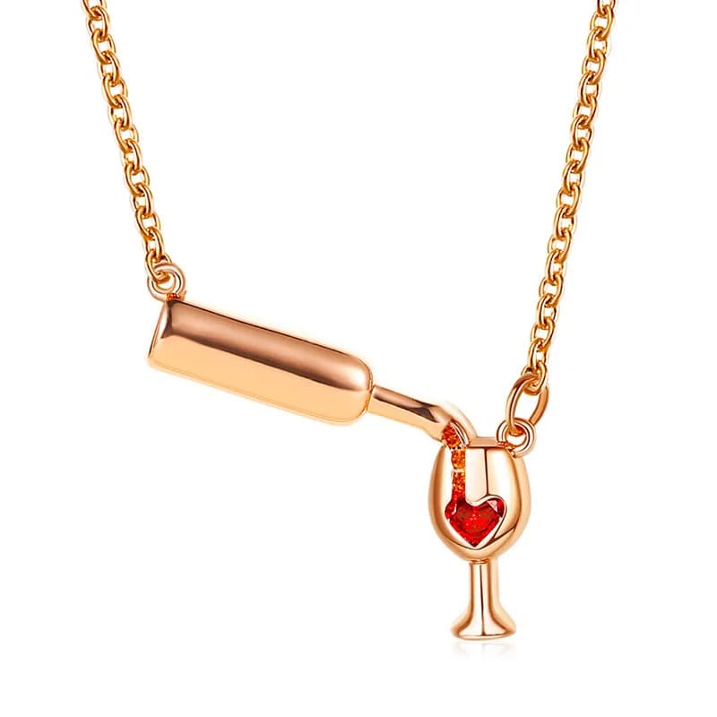 2022 Collana con tazza color argento moda Ciondolo in vetro di vino Collane girocollo chic per ragazza Accessori per feste punk quotidiane