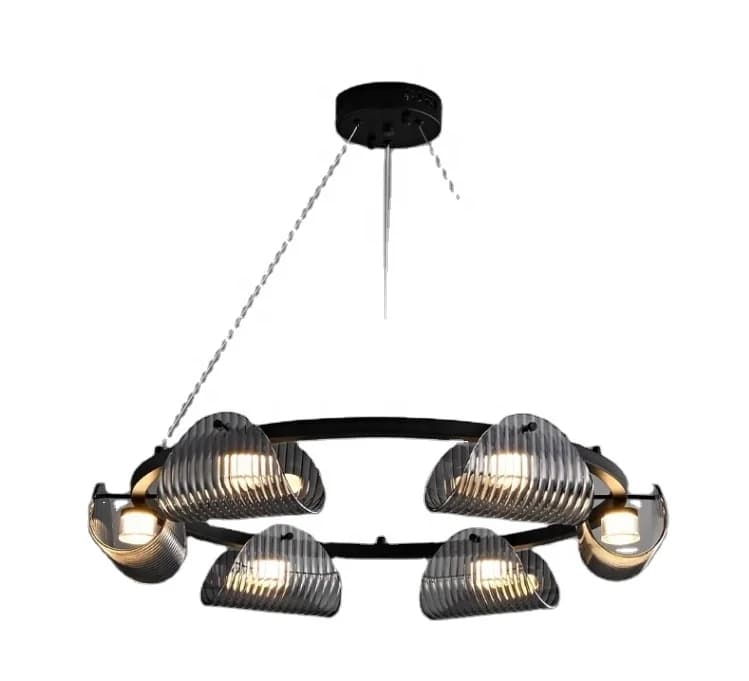 2024 Hot Sale Modern Metals Simple Designed Circle Ring Shape Chandelier Glass Ceiling Light.