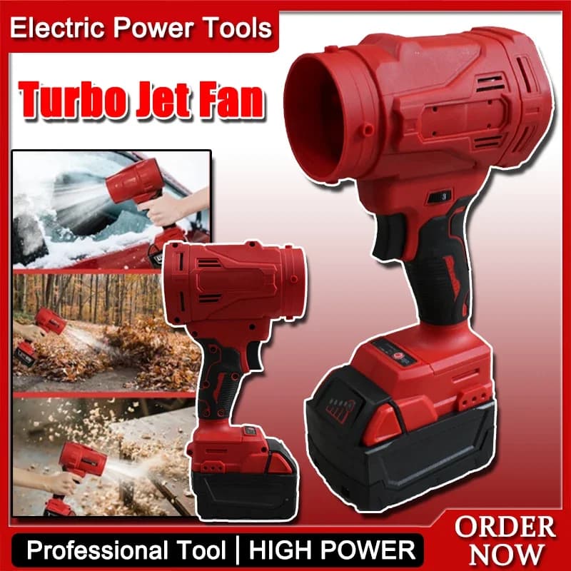 Ventilatore Turbo Jet Senza Fili ad Alta Potenza 300W, Soffiatore d'Aria Elettrico Wireless, Asciugatore per Auto e Animali Domestici, Compatibile con Batteria Milwaukee 18V