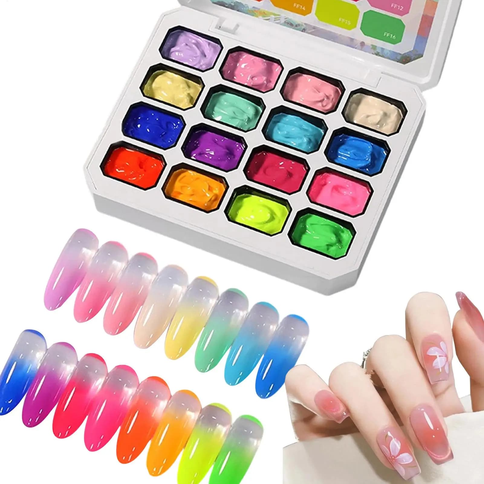 Set di Smalti Gel 16 Colori, Kit Manicure UV LED per Principianti, Uso Professionale e Domestico, per Donne e Ragazze, Nail Art Quotidiana