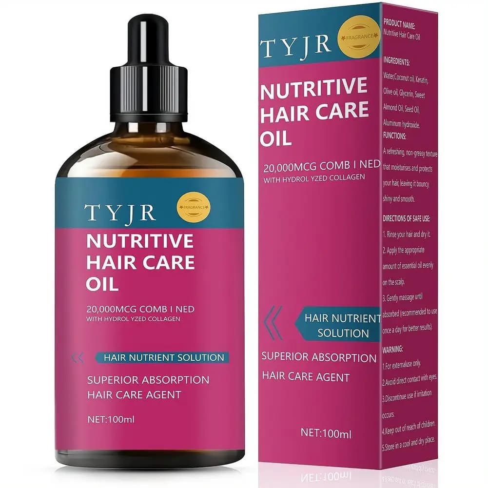Olio Essenziale Nutriente al Collagene per la Cura dei Capelli, Crescita e Lucentezza, Rafforzante, Prevenzione Caduta e Doppie Punte per Donne