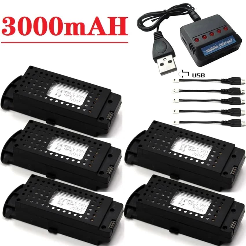 Q6 3.7V 3000mAh Battery for G6 S6 8K RC Quadcopter, Replacement for G6 Pro, Rechargeable Lipo Battery