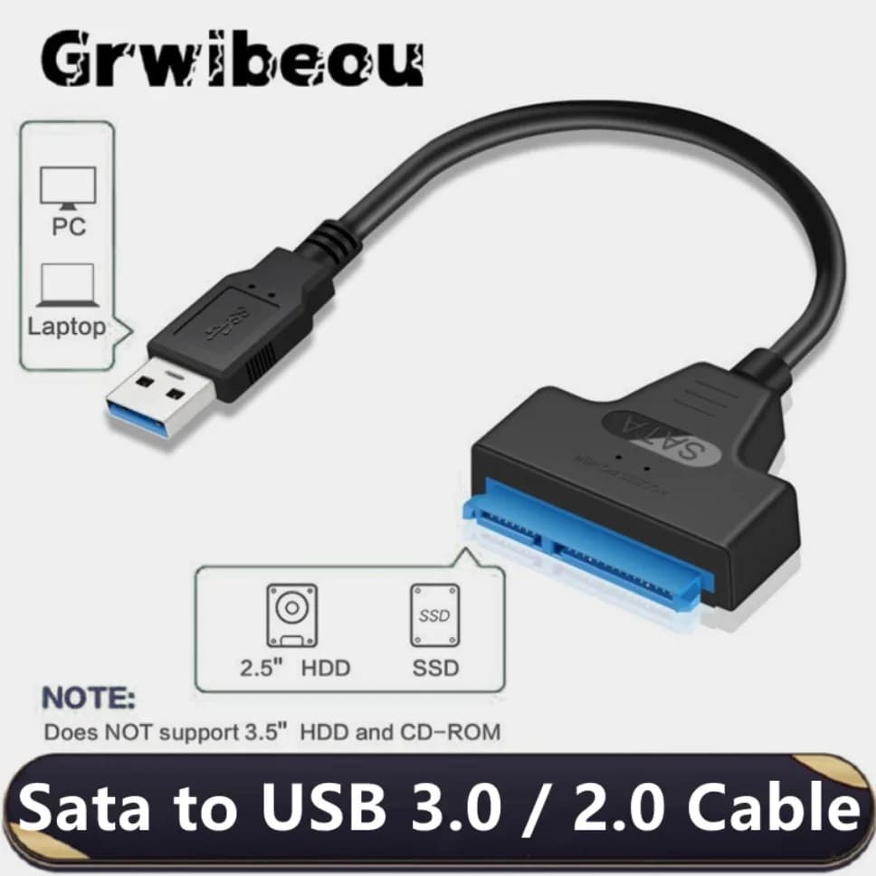 Cavo USB SATA 3 Adattatore Sata a USB 3.0 / 2.0 Supporto disco rigido HDD SSD esterno da 2,5 pollici FINO a 6 Gbps Cavo Sata III a 22 pin