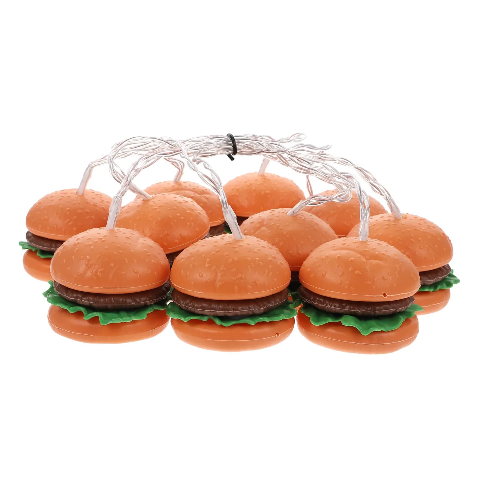 Stringa Luminosa a LED a Forma di Hamburger in Plastica, Lampada Decorativa Raffinata per Feste, Camera da Letto, Soggiorno, Cortile, Compleanno