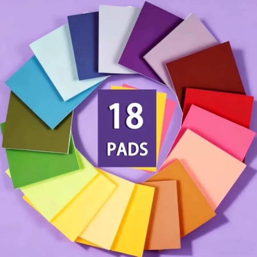 18 Pads Sticky Notes 3x3 inch, Self-Stick Note Pads, 18 Colorful Sticky Notes for School Supplies or Office Supplies
