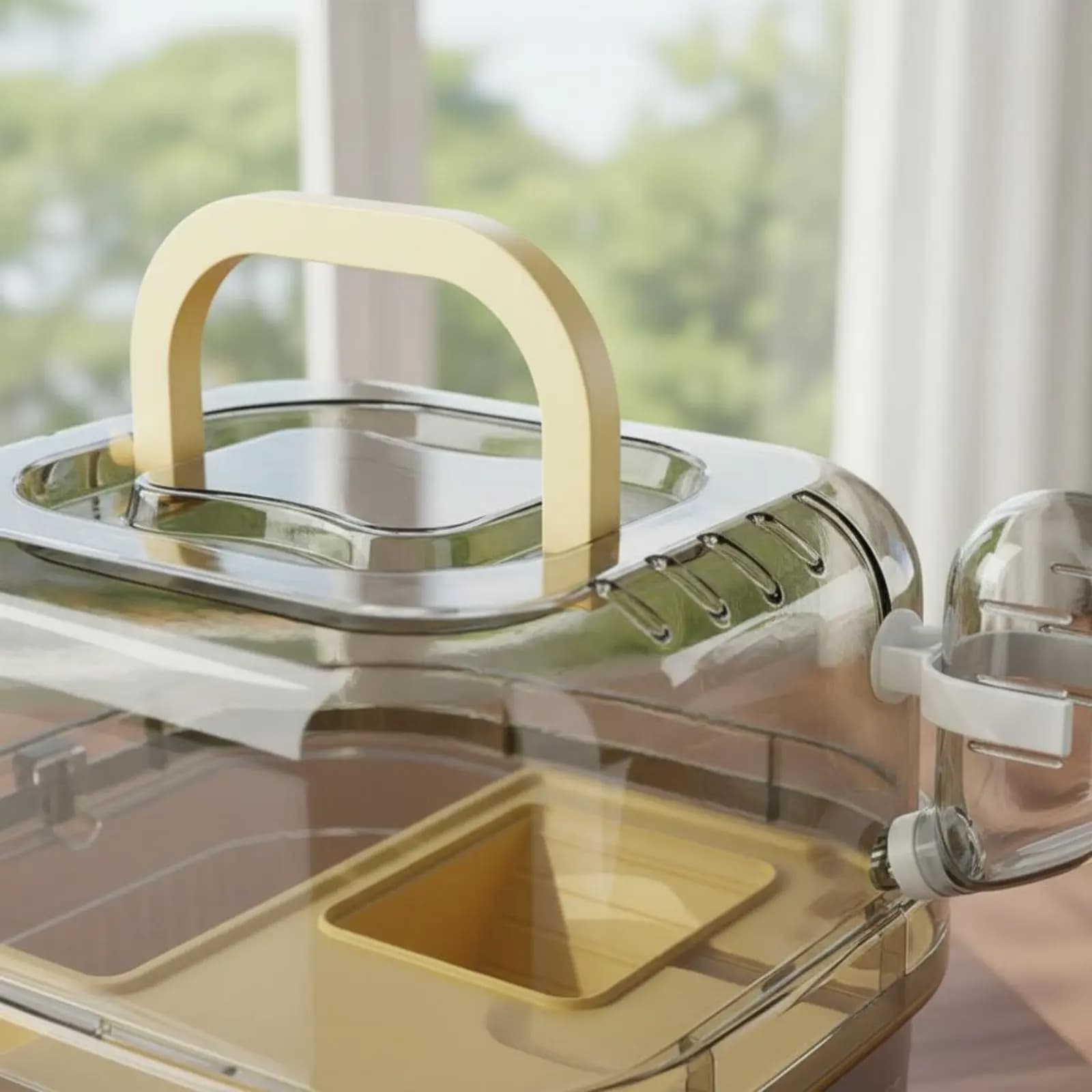 Trasportino Trasparente per Piccoli Animali, Gabbia Portatile Resistente ai Morsi per Criceti, Trasportino da Viaggio per Criceti 360 ° Vista Panoramica Leggera e Portatile