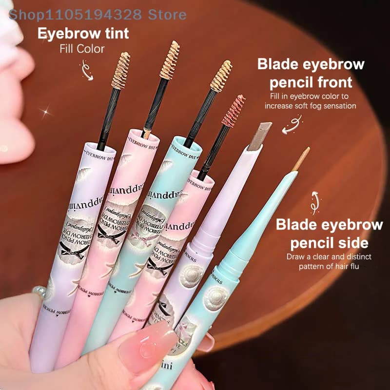 [MP] 1Pc Cappuvini Crema colorante per sopracciglia 3D - Matita per sopracciglia impermeabile a doppia testa grigio/marrone Rinforzatore per mascara tinta a lunga durata