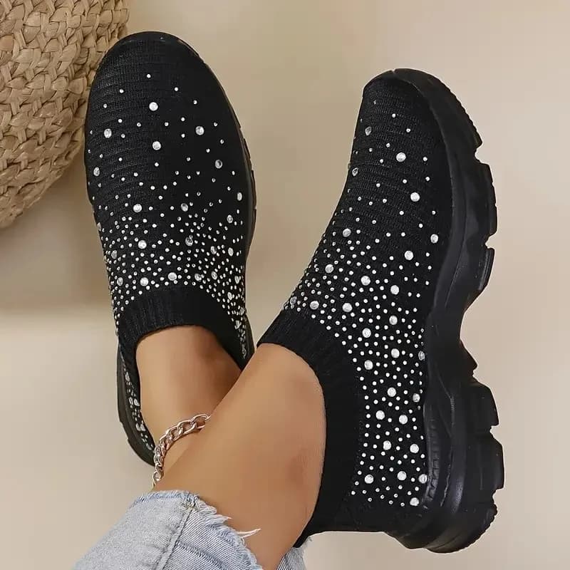 Scarpe da ginnastica da donna Scarpe da passeggio casual antiscivolo lavorate a maglia traspiranti Scarpe da donna comode mocassini con fondo morbido