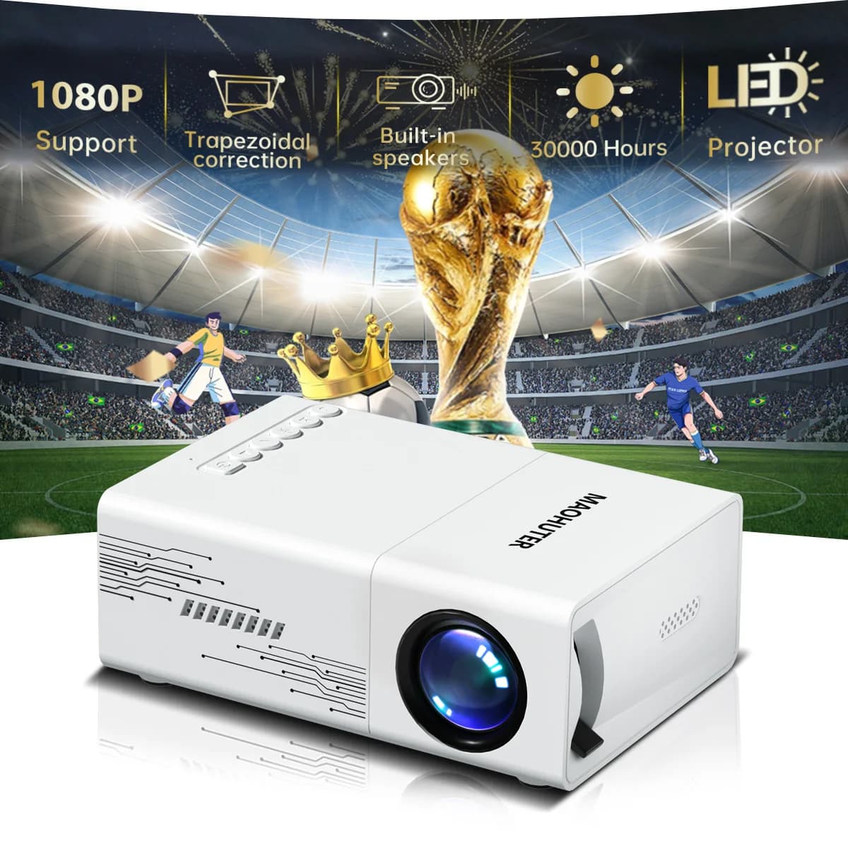 Mini Proiettore USB per Home Cinema, Riunioni Familiari, Intrattenimento Casual, Proiettore Compatto e Portatile