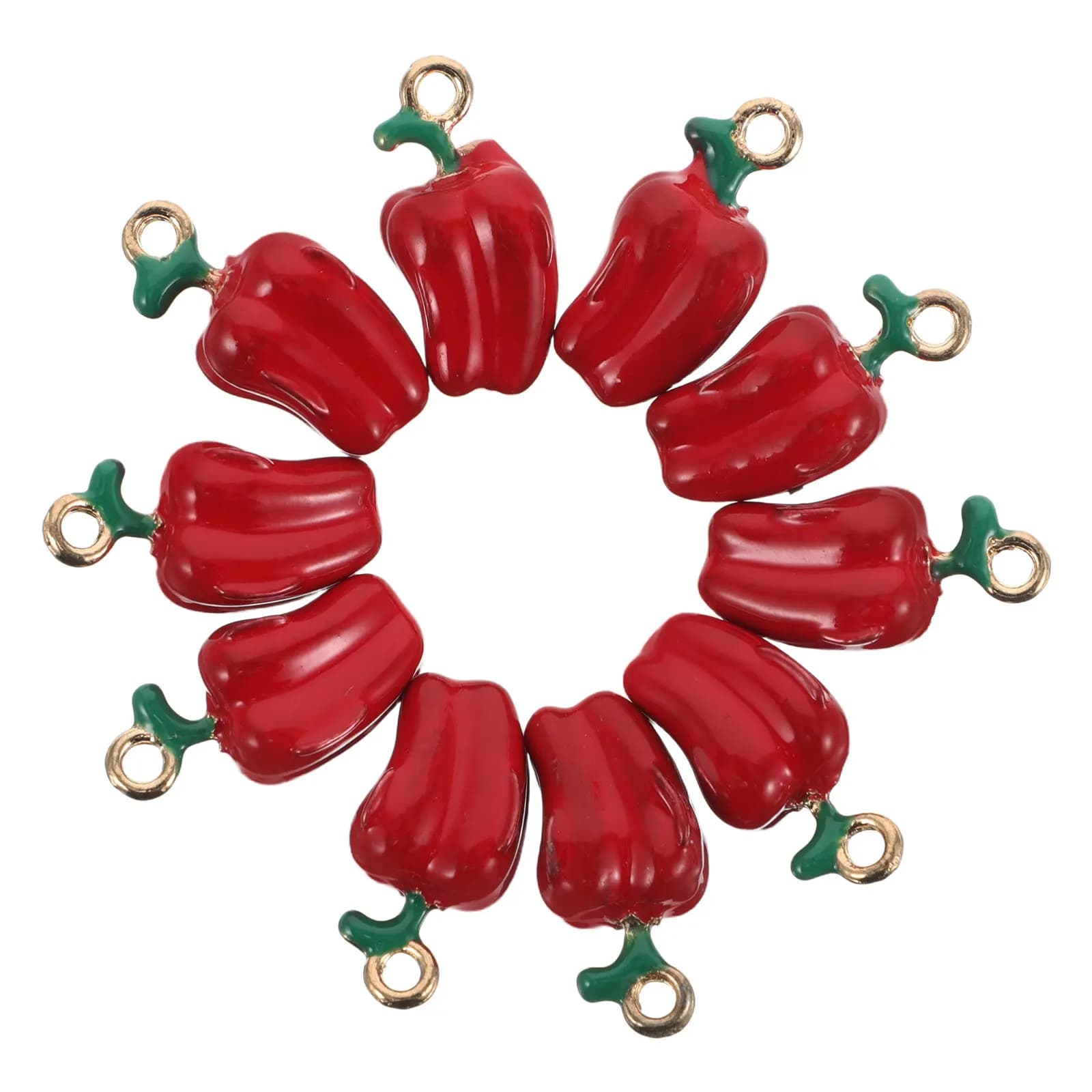 10 Pezzi Ciondoli in Lega a Forma di Peperoncino Rosso Realistico per Creazione Gioielli Fai da Te Orecchini Collane Bracciali Ciondolo Vegetale Artigianale