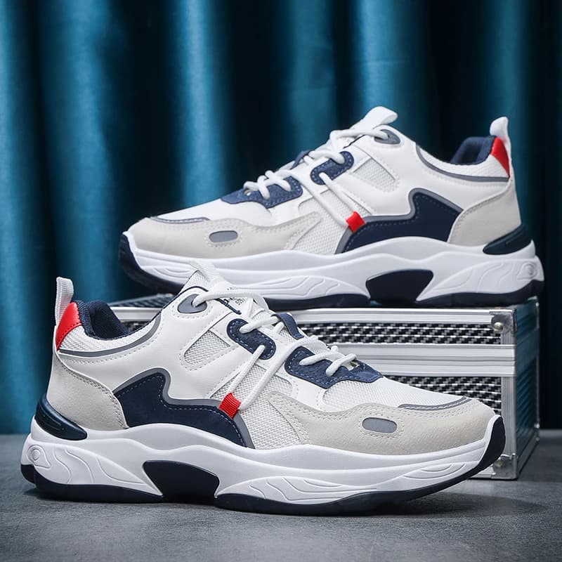 Scarpe sportive casual da uomo Nuove scarpe da corsa da esterno comode con suola morbida in mesh traspirante Scarpe da ginnastica alla moda con lacci per studenti da uomo