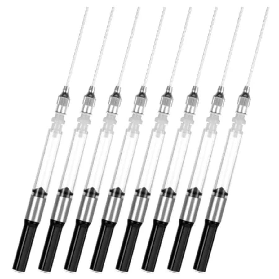Fountain Pen Ink Syringe Filler, 8 Pcs Fountain Pen Syringe Push-Pull Converter with Removable Needle Tip 3.4mm Bore Diameter F