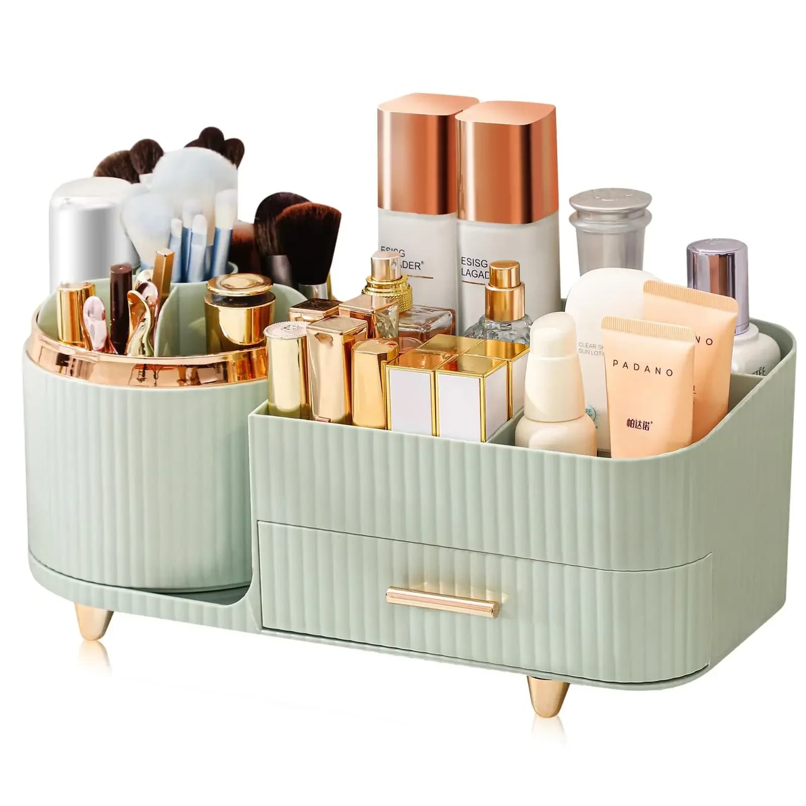 Door Makeup Brushes Organizer for Skin Care Large Capacity Organizer for Makeup Worktop with Drawers 360° Swivel for Vanity Desk NEW