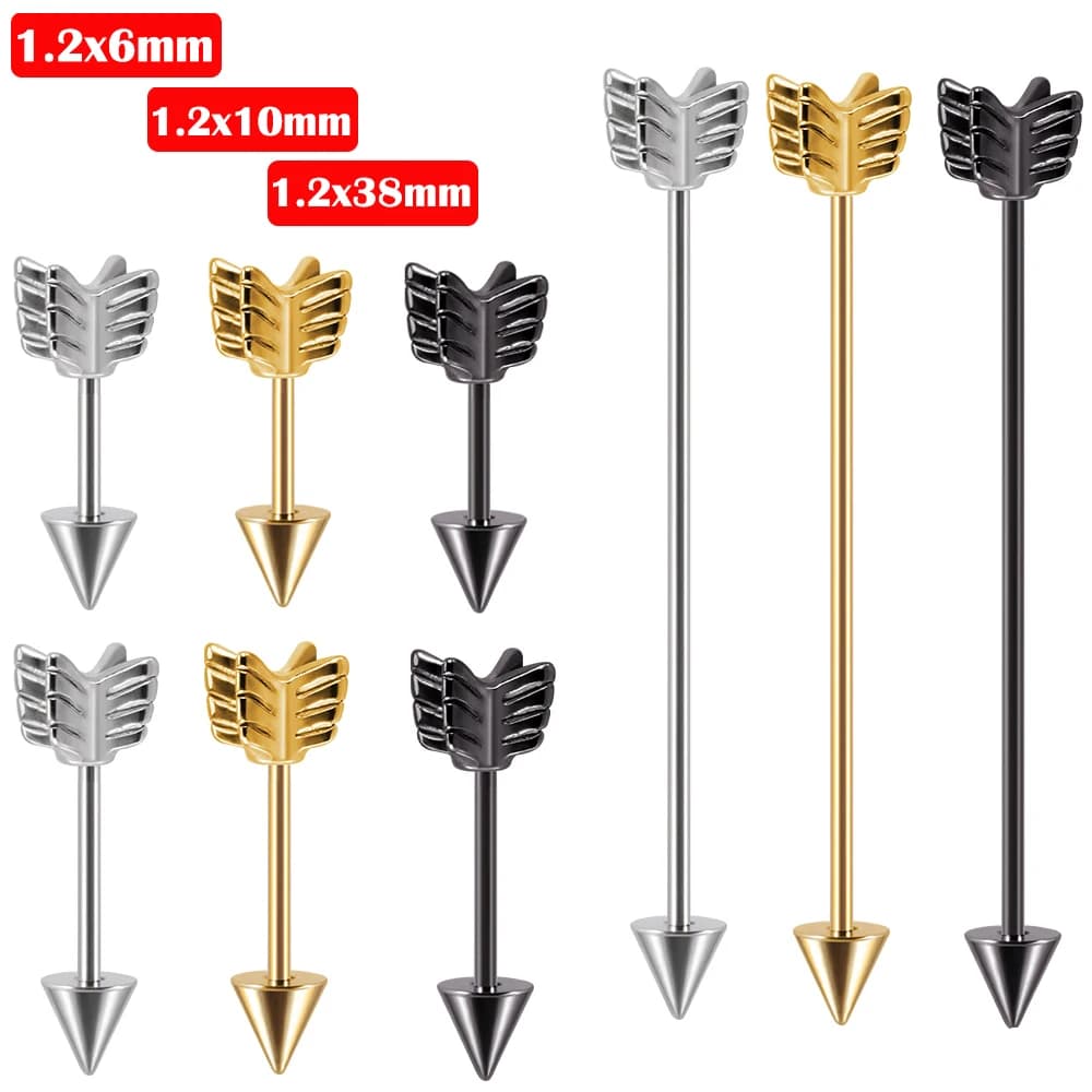 1pc acciaio chirurgico Punk industriale freccia Design cartilagine orecchini Stud per donna uomo Tragus Body Piercing gioielli