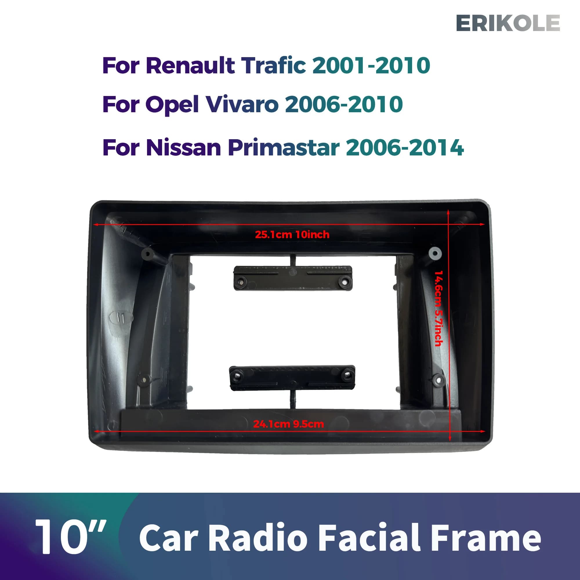 Adattatore per pannello telaio console centrale per auto da 10 pollici pannello strumenti radio Android per Renault Trafic 2001-2010/Nissan Primastar/Opel