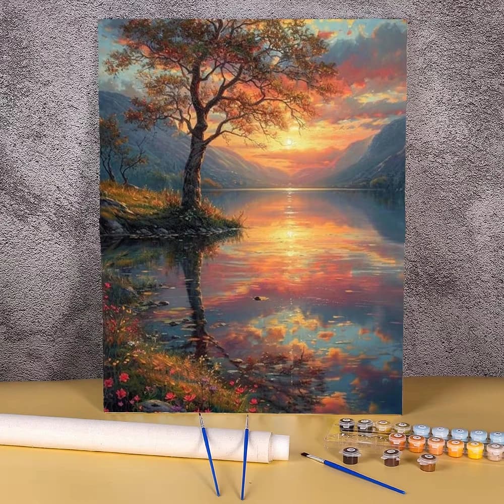 Paint By Numbers Kit for Adults Landscape, DIY Acrylic Digital Oil Painting Art on Canvas Wall Decor Gift No Frame 30*40 Picture