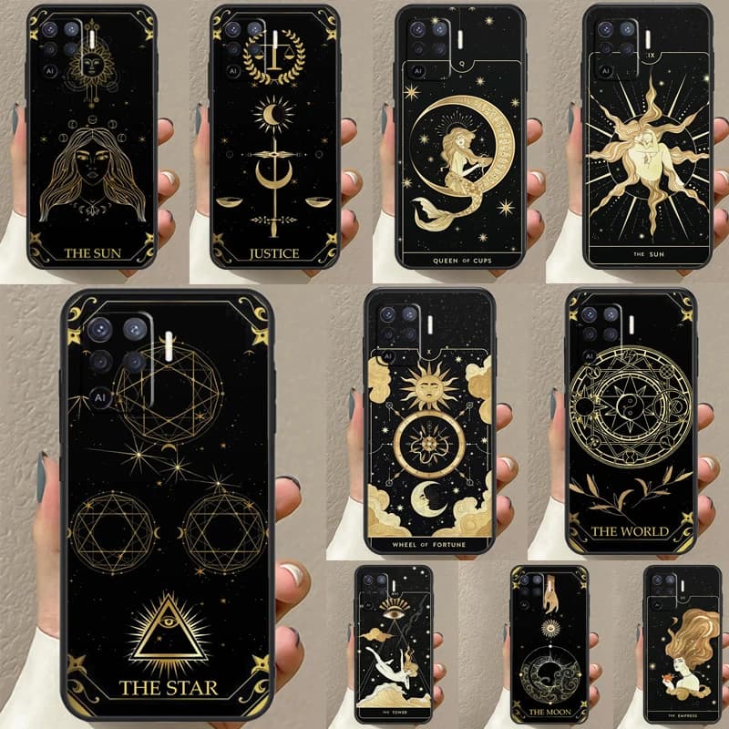 Astuccio per tarocchi astrologici per OPPO A96 A76 A16 A94 A74 A54 A53 A57 S A15 A52 A72 A93 A5 A9 A31 A17 A77 A78 Coque