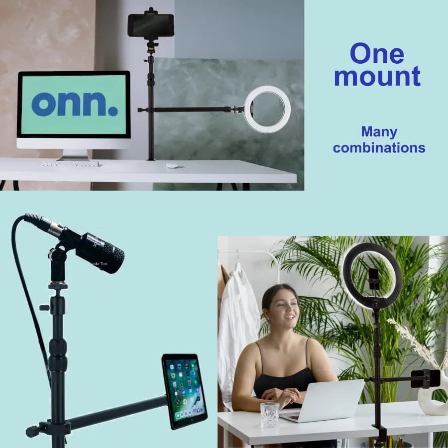 Desk Table Mount for Auxiliary Arm for Streaming and Mounting DSLR Phone Ring Light Webcam Cameras