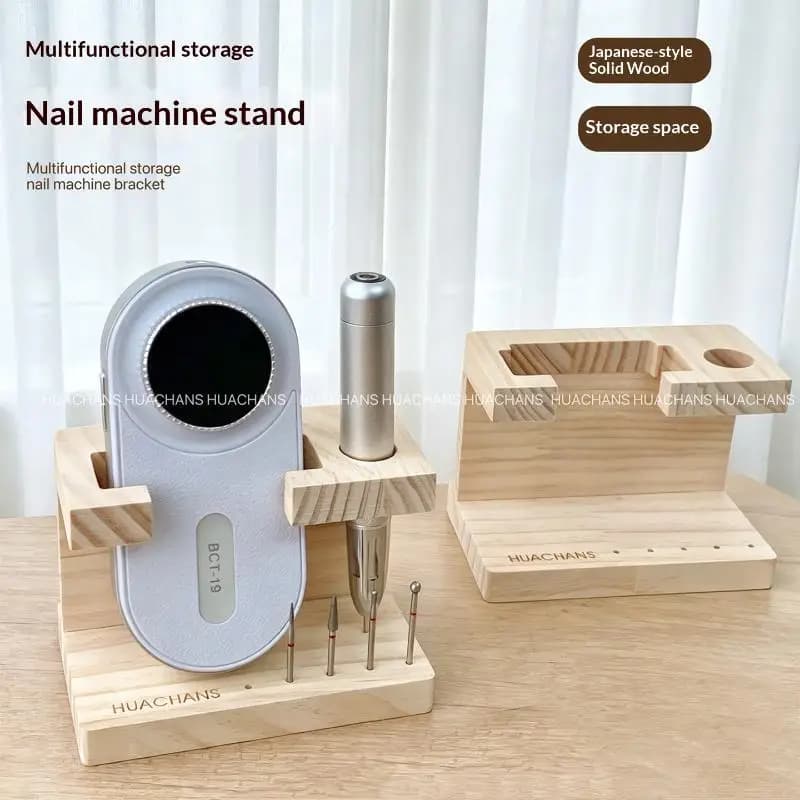 Portable Wooden Nail Drill Bits Holder 1Pcs Manicure Tool Storage Rack for Travel Home DIY Nail Art