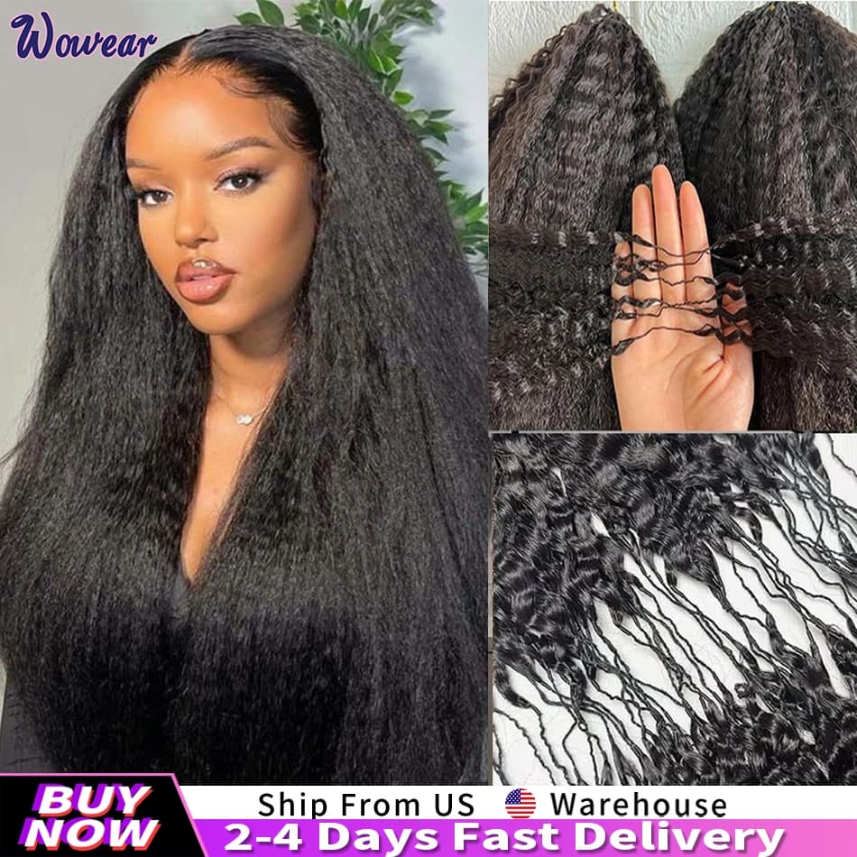 Extensions of human hair curls with body waves, feather style, for pre-separated crochet nails, invisible and without knots, smooth frizz effect