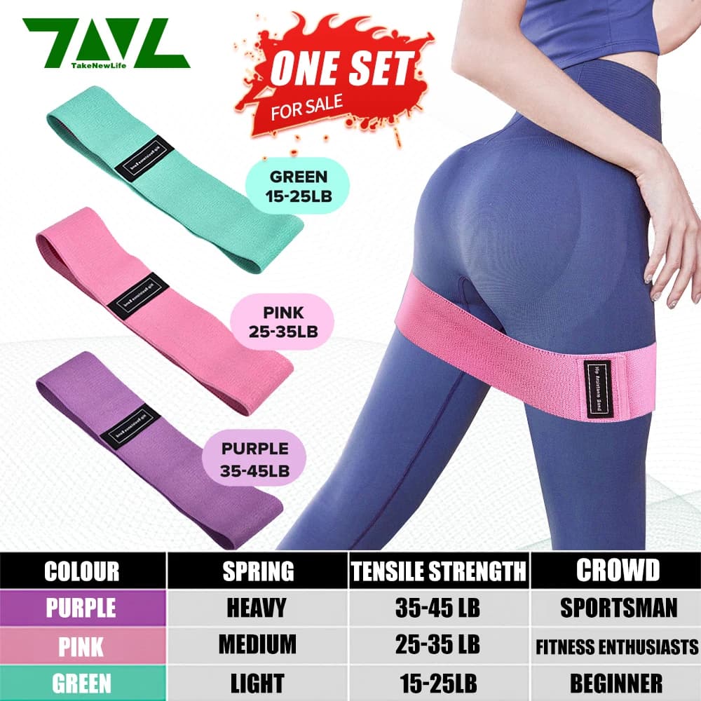 1 set of women's resistance bands, elastic bands for fitness, yoga, squat and head exercises, includes three levels of resistance