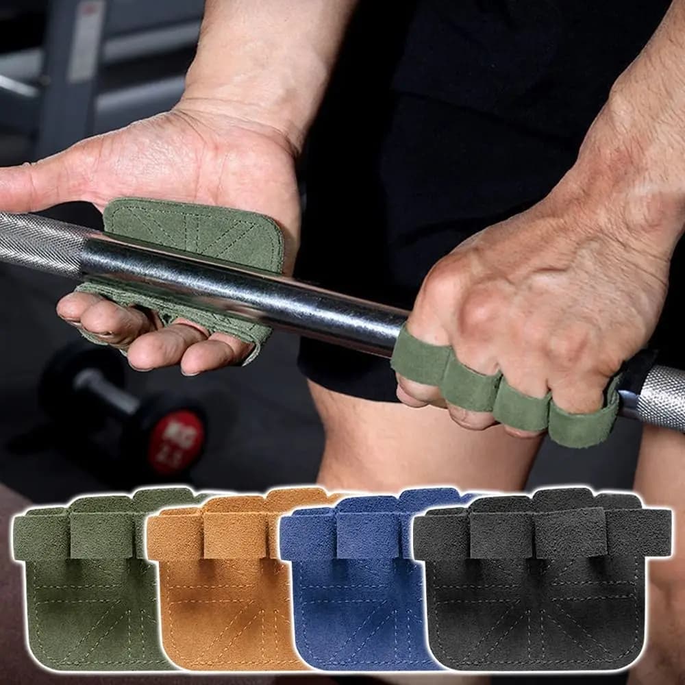 1PC/ 1 Pair Cowhide Leather Fitness Hand Grips Half Finger Palm Pad Gym Glove Weight Lifting Gloves Sports Accessories