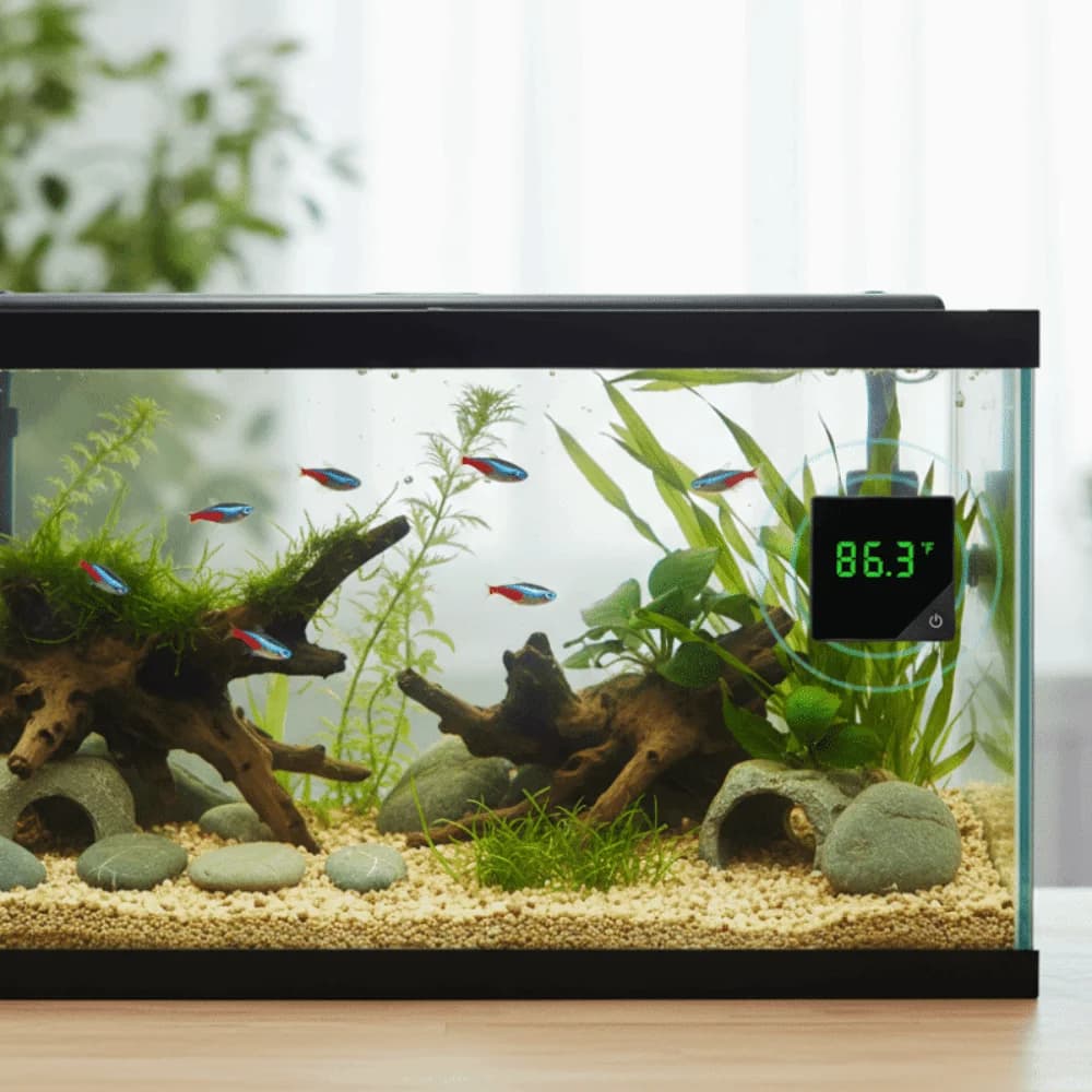 Termometro Digitale di Alta Precisione per Acquario, Display LED Wireless, Termometro Elettronico Esterno Autoadesivo