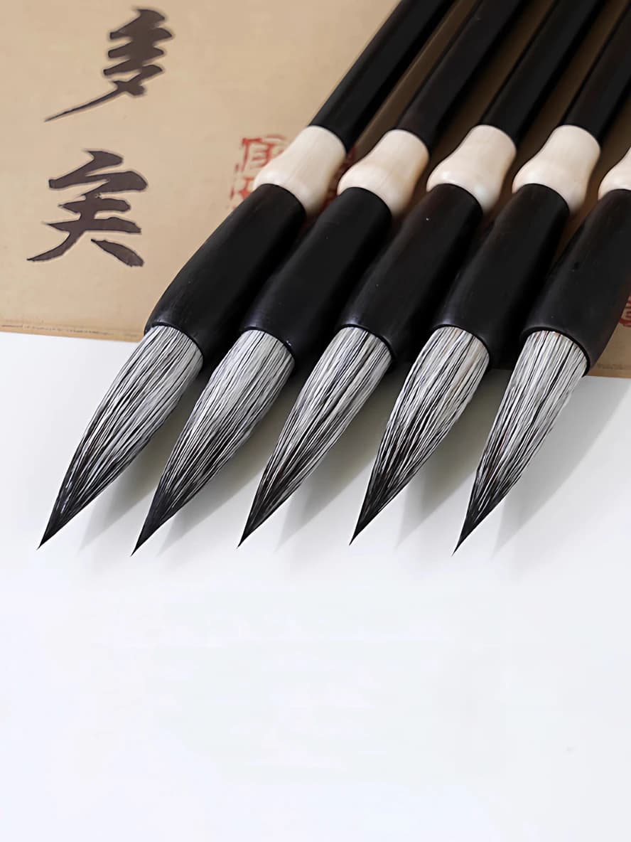 Professional Fox Hair Chinese Calligraphy Brush Pen Set - Medium Regular Script,Handmade Art & School Supplies for Beginner