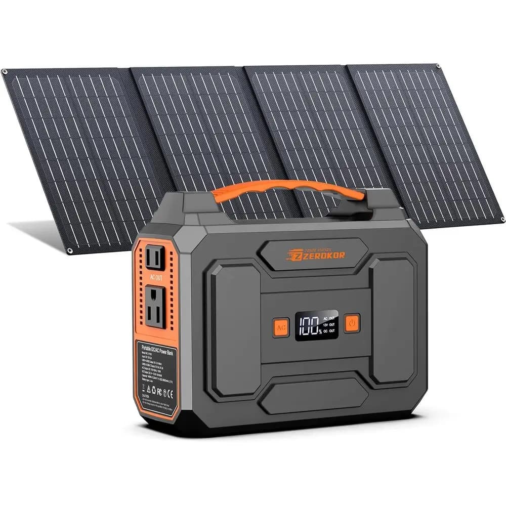 Generatore Solare da 100W con Pannello Pieghevole da 40W, Presa AC 110V, Batteria da 146Wh per Uso Esterno e Alimentazione di Emergenza