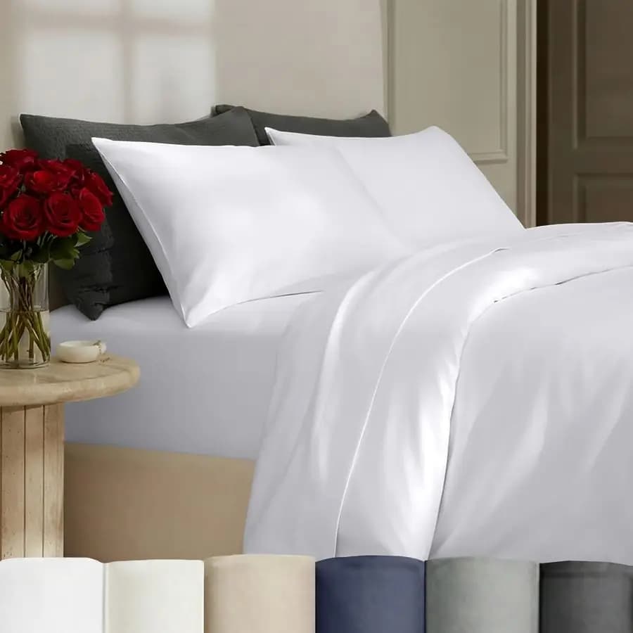 Set Copripiumino Matrimoniale 3 Pezzi, Vincitore del Premio Migliori Biancherie da Letto 2025, 400 Fili, Raso 100% Cotone